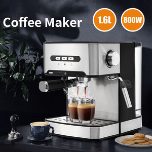 Machine à expresso semi-automatique 1,6 L 800 W en acier inoxydable avec mousseur à lait pour la maison et le bureau - Product Image 1