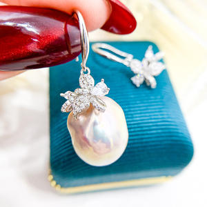 Hermosos Pendientes de Plata S925 para Hacer uno Mismo con Cuentas de 10-15 mm, Base Vacía para Perlas 21484 - Product Image 4