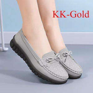Chaussures en cuir véritable pour femme, style printemps-automne, nouvelle collection, plates, polyvalentes, à semelle souple, bouche peu profonde, chaussures pour maman - Product Image 1