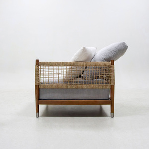Fauteuil d'extérieur en bois massif de luxe léger avec cadre intérieur, siège tressé de loisirs, chaise de relaxation pour chambre, maison, villa - Product Image 4
