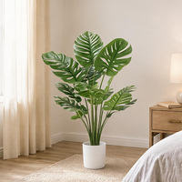 Plante artificielle Monstera Deliciosa en pot, en plastique, motif réaliste en forme de carapace de tortue, grande décoration d'intérieur/extérieur