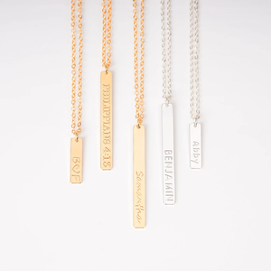Personalized Long <strong>bar</strong> <strong>Necklace</strong> 925 <strong>Sterling</strong> <strong>Silver</strong> Dainty 18k Gold Plated Blank <strong>t</strong> <strong>bar</strong> <strong>Necklace</strong> - Product Image 6