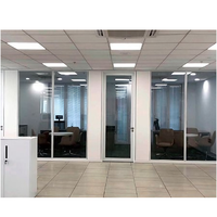 Cloison en verre double vitrage ignifuge, résistance au feu 30 minutes, structure en acier, insonorisée, moderne, pour salle de réunion de bureau