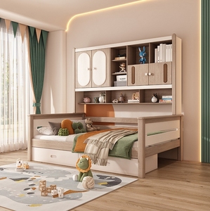 Letto Combinato Multifunzionale in Legno Massello per Bambini, Letto <span class=keywords><strong>con</strong></span> Libreria Integrata per Ragazzi/Ragazze, Soluzione Salvaspazio per Camere da Letto - Product Image 2