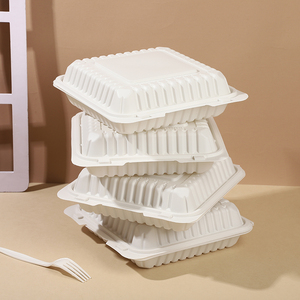 Boîte à lunch de luxe en amidon de maïs biodégradable de style américain micro-ondable et chauffable pour la conservation des <span class=keywords><strong>bento</strong></span> à emporter au restaurant - Product Image 4