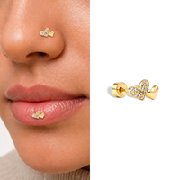 ZUOLA Bijoux de piercing personnalisés en titane plaqué or, avec dos à vis plat, pour labret, anneau de nez et boucles d'oreilles hélix