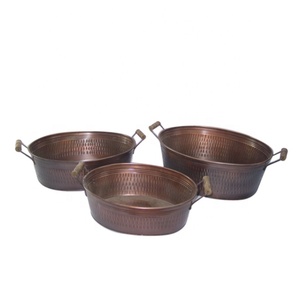 Macetero con relieve Floral, Rectangular, galvanizado, para decoración, de la India - Product Image 5