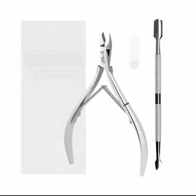 Professional Manicure Set Stainless Steel Nail Cuticle Nipper With Pusher Golden/Silver/Rainbow Dead Skin Remover