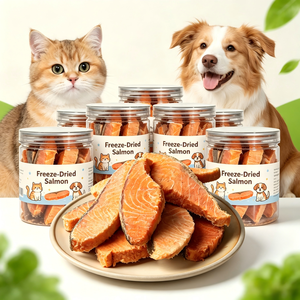 Golosinas Liofilizadas para Perros con Salmón, Altas en Omega-3 DHA y Astaxantina, Favorecen la Salud del Cabello, las Articulaciones y la Inmunidad, Snacks para Gatos - Product Image 1