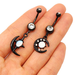 <span class=keywords><strong>Gaby</strong></span> gran oferta de acero inoxidable para mujer Sexy negro colgante corazón vientre Piercing anillo circón piedra cuerpo joyería para bodas - Product Image 4