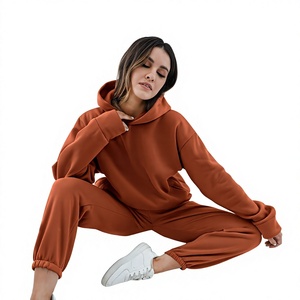 Ensemble de survêtement personnalisé pour femme en coton épais, deux pièces (sweat-shirt et pantalon de jogging) – Fournisseur de vêtements en gros - Product Image 4