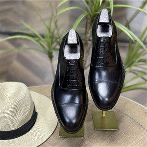 Chaussures Oxford habillées pour homme, en cuir véritable, à bout carré, à lacets, légères, nouveau style d'été, pour mariage et occasions formelles - Product Image 1