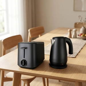 Ousheng Whole <strong>Sale</strong> Electric Breakfast Set 2 Slices Plastic Wider Slot 6 Level Brown <strong>Toaster</strong> &amp; 1.0L Stainless Tea <strong>Kettle</strong> Cordless - Product Image 1