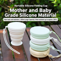 Gobelet pliable en silicone avec couvercle en liège, sangle de transport, anti-fuite, portable, sans BPA, pour le camping en plein air