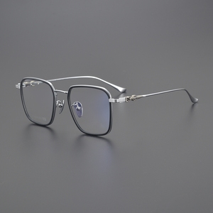 Modello quadrato intagliato Ultra leggero puro titanio argento grigio Premium qualità superiore trasparente occhiali belli per gli uomini delle donne - Product Image 1