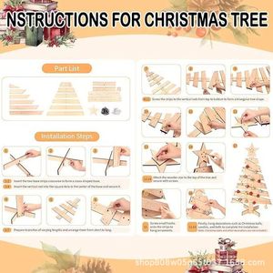 Creative Wooden Christmas Tree Decorations Natural Wood Color Foldable Battery Operated Multicolored <b>Lights</b> Easy Installation - Product Image 5