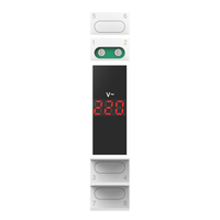 Din rel 18mm tegangan Meter, pengukur tegangan tiga fase tunggal AC 80-500V 220V 380V Modular Voltmeter tampilan Digital LED