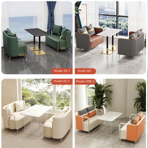 Custom Modern Cafe Seating Fast Food <b>Restaurant</b> Tables Chairs <b>Sets</b> Coffee Shop Furniture Dining Kitchen for Booth Seats - Product Image 3