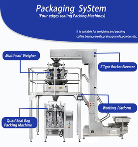 Machine d'emballage de grains de café torréfiés par sac inférieur de bloc de joint de quadruple avec la valve de dégazage à sens unique - Product Image 5