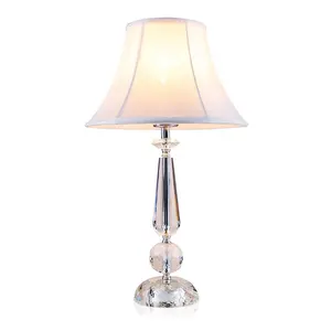 2024 new home study bedside base light hotel/home fabric lampshade crystal table lamps