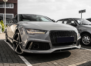 Kit carrosserie de pare-chocs avant style RS7 pour Audi A7 S7 C7.5 2016-2018 avec calandre noire en nid d'abeille et cache de feux antibrouillard – Stock US - Product Image 6