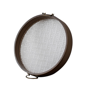 Bandeja de madera de bambú con base acrílica, redonda, para servir té, para uso doméstico, con asa. - Product Image 5
