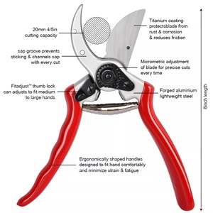 Kéo cắt cành cây vườn cán nhôm đúc VERTAK, lưỡi cắt kiểu bypass bằng titan - Product Image 2