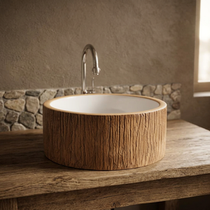 Lavabo Redondo Moderno Vistaar con Piedra de Granito - Ecológico y Resistente al Agua para Uso en Hospitales, Villas o Baños - Product Image 1