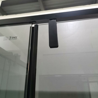 Cabine de douche carrée noire KMRY KD5236L avec porte battante en verre et charnière en acier inoxydable pour salle de bain