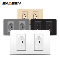 Panel de Enchufes BAOBEN para PC, 118*72mm, Enchufe de Pared 10A 20A, Estándar Brasileño, Universal, Blanco, Gris, Negro, Dorado