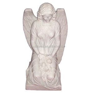 Statue d'ange gardien pleureur à genoux en pierre grandeur nature pour intérieur, vente en gros - Product Image 1