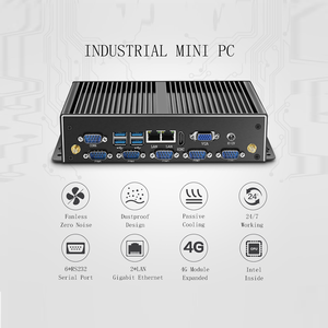 ファンレス産業用コンピューターミニPCクアッドコアJ19002955Uコア<span class=keywords><strong>i5</strong></span> 4200U i7 5500Uプロジェクトデスクトップ2 * RJ45 6 * RS232 RS485 AES-NI - Product Image 4
