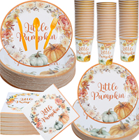 Ensemble de vaisselle de fête sur le thème de Thanksgiving, serviettes, gobelets, assiettes, ensemble de vaisselle en papier jetable