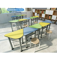 Table d'école combinée triangulaire Bo Jiao, panneau compact stratifié, durable et écologique pour l'école et la maison