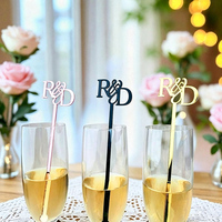 Agitateur à boisson personnalisé avec initiales en or miroir, décoration de fête, agitateur à boisson en acrylique avec nom