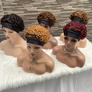 Promotion Letsfly F-115 Perruques courtes à bandeau 100% cheveux humains 350 Perruques en cheveux humains naturels fabriquées à la machine Ventes d'usine 4T30 - Product Image 1