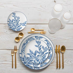 Elegantes Juegos de Vajilla de Porcelana China con Motivos Florales, Hojas y Pájaros, Vajilla de Porcelana Fina para Restaurante y Uso Doméstico - Product Image 4