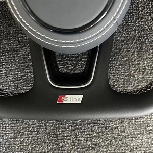 พวงมาลัยหนังแท้แบบเจาะรูครึ่งหนึ่งสีดำรุ่น Custom Racing <span class=keywords><strong>S</strong></span> <span class=keywords><strong>Line</strong></span> สำหรับ A3 8V A4 A6 C7 B8 B9 RS3 S3 S5 <span class=keywords><strong>Q3</strong></span> SQ5 Q8 - Product Image 5