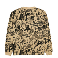 T-shirt thermique à manches longues en coton gaufré pour homme, col rond, imprimé intégral, coupe oversize, OEM