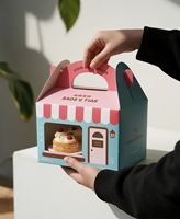 Boîte alimentaire en papier biodégradable et recyclable avec poignée portable, fenêtre transparente, pliable, pour emporter, emballage personnalisé pour gâteaux et salades