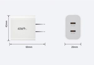 US <b>EU</b> Plug Dual USB Type C <b>Adapter</b> PD 40W Fast Charging Wall Cell Phone Power Charger for Phone 11 12 13 14 15 16 - Product Image 3