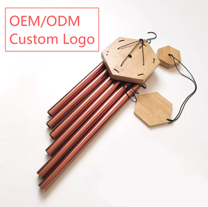 Carillons à vent hexagonaux en bambou au design populaire, tubes en cuivre, décoration intérieure et extérieure, son apaisant pour patio et jardin, logo OEM/ODM - Product Image 1