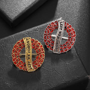 深红色罂粟胸花花环胸针别针英国纪念胸花，以免我们忘记 - Product Image 5