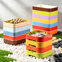 Assiettes carrées en mélamine colorées en gros, plateaux de service empilables pour restaurant, hôtel, buffet, traiteur