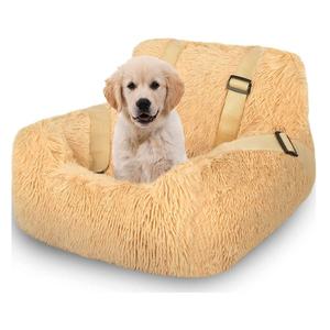 Köpek araba koltuğu sıcak peluş hayvan yükseltici koltuk seyahat köpek araba yatağı depolama cebi ile ve klipsli güvenlik tasma, yumuşak peluş köpek yatağı - Product Image 2