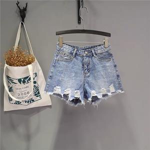 <span class=keywords><strong>Bermuda</strong></span> taille haute à la mode pour femmes Style gothique extensible Denim coupe au genou coupe coupe ample Long petit ami pour l'été - Product Image 2