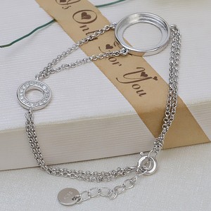 Componentes de Joyería WENCHI S925, Eslabones de Cadena Circulares Huecos de Plata para Pulseras DIY, Diseño de Base Plana para Perlas de 14mm - Product Image 4