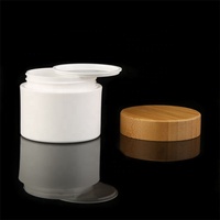 Pot en plastique de bambou écologique de 50 g avec couvercle en bambou blanc, pot de crème de luxe pour le soin du visage, matériau de base en PP