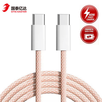 Kabel Pengisian Cepat USB Type-C 60W Berkualitas Tinggi OEM 1M/Jaket Nilon Kustom untuk iPhone 15/16/17 Kamera Konduktor Tembaga Murni