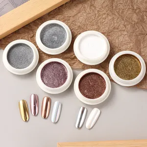 Full Beauty - Juego de 6 Polvos Brillantes para Uñas con Efecto Cromo, Color Blanco Espejo, Pigmento Dorado y Plateado, Holográfico, Iridiscente, Metálico - Product Image 6